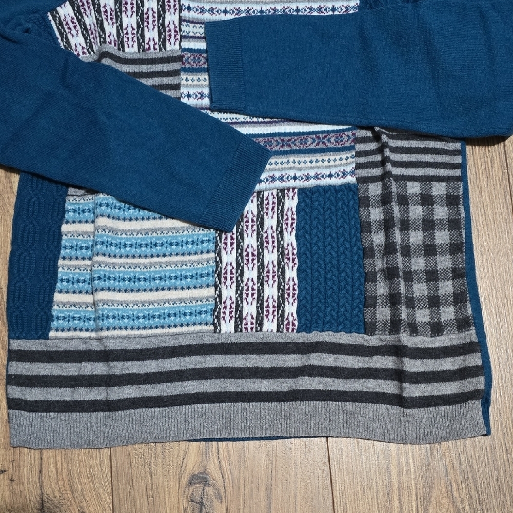 Talbots Teal Patchwork Turtleneck Sweater - image 5